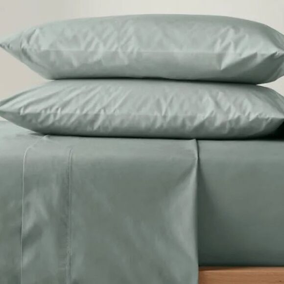 Casaluna Supima Percale Solid Sheet Set, Sage Green - Full, NWT - Picture 1 of 8